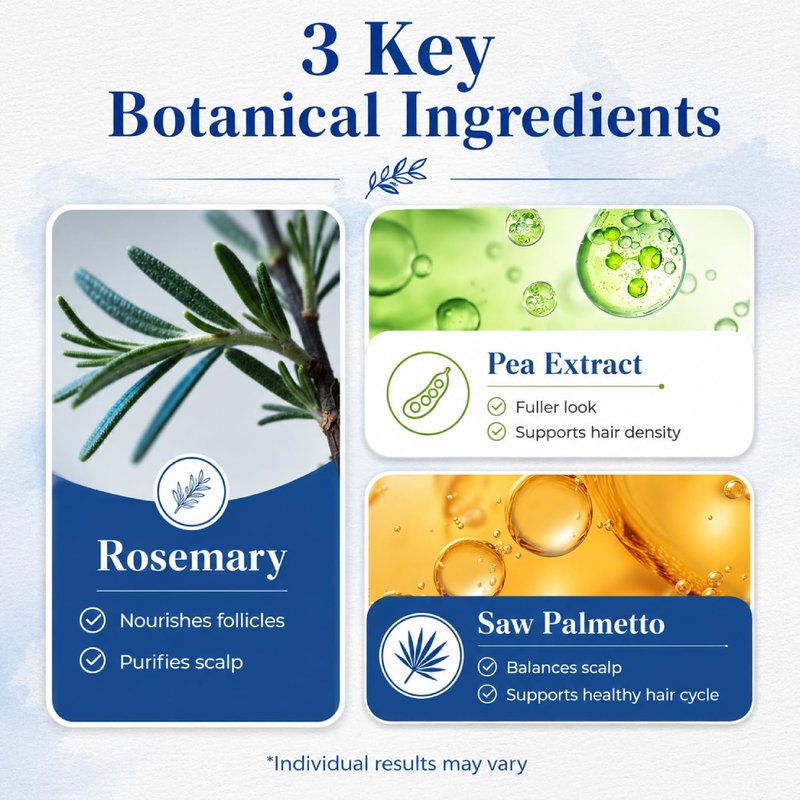 Hair Growth Serum Roll-On - Rosemary & Saw Palmetto | Non-Greasy Formula for Thicker, Fuller Hair - 0.84 Fl Oz (Pack of 3)