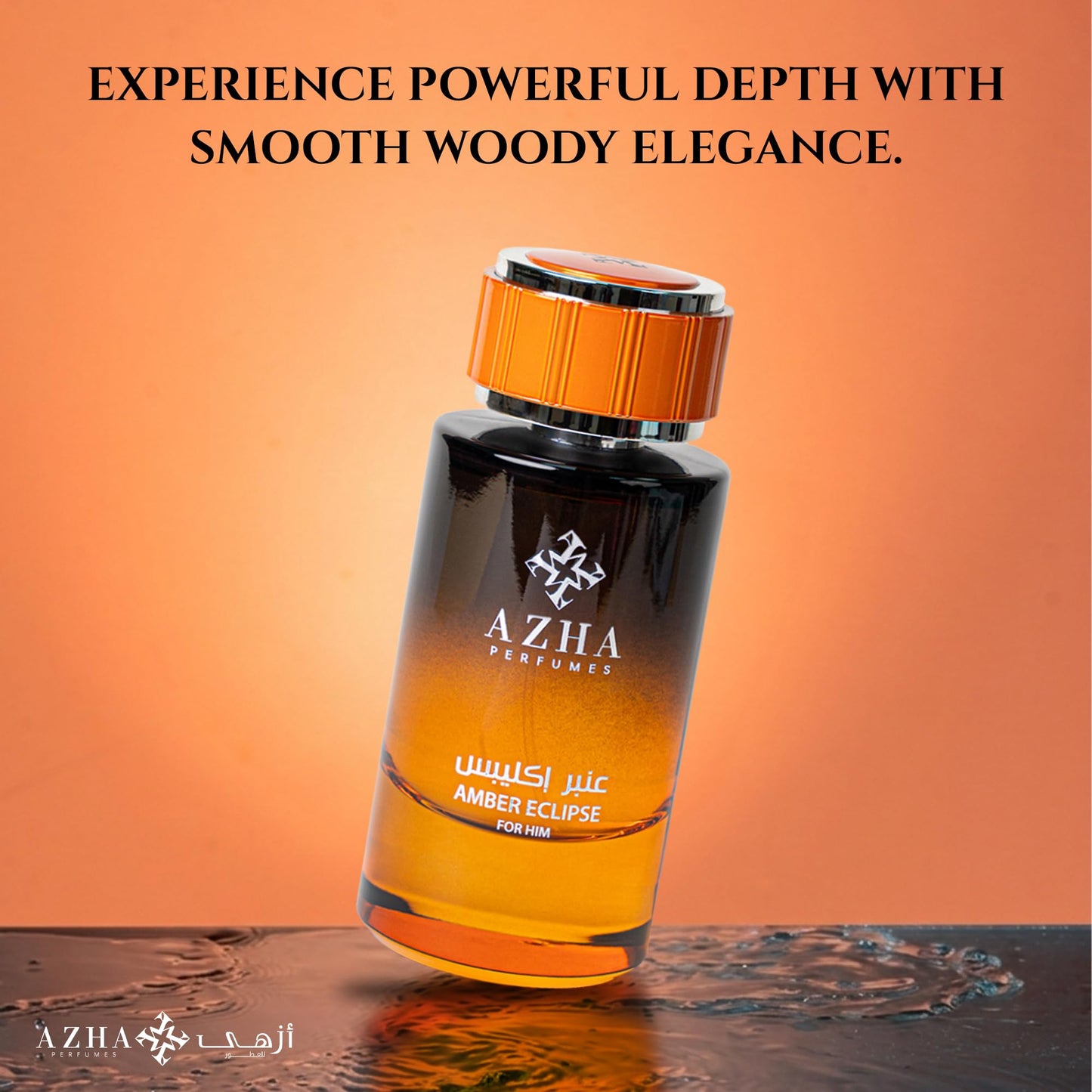 Azha Perfumes Essence Orbis Amber Eclipse Eau de Parfum for Men, 3.4 Fl Oz / 100 mL, Long Lasting Arabian Perfume Spray, Citrus Woody Amber Fragrance with Bergamot, Ginger, Osmanthus, Luxury Scent