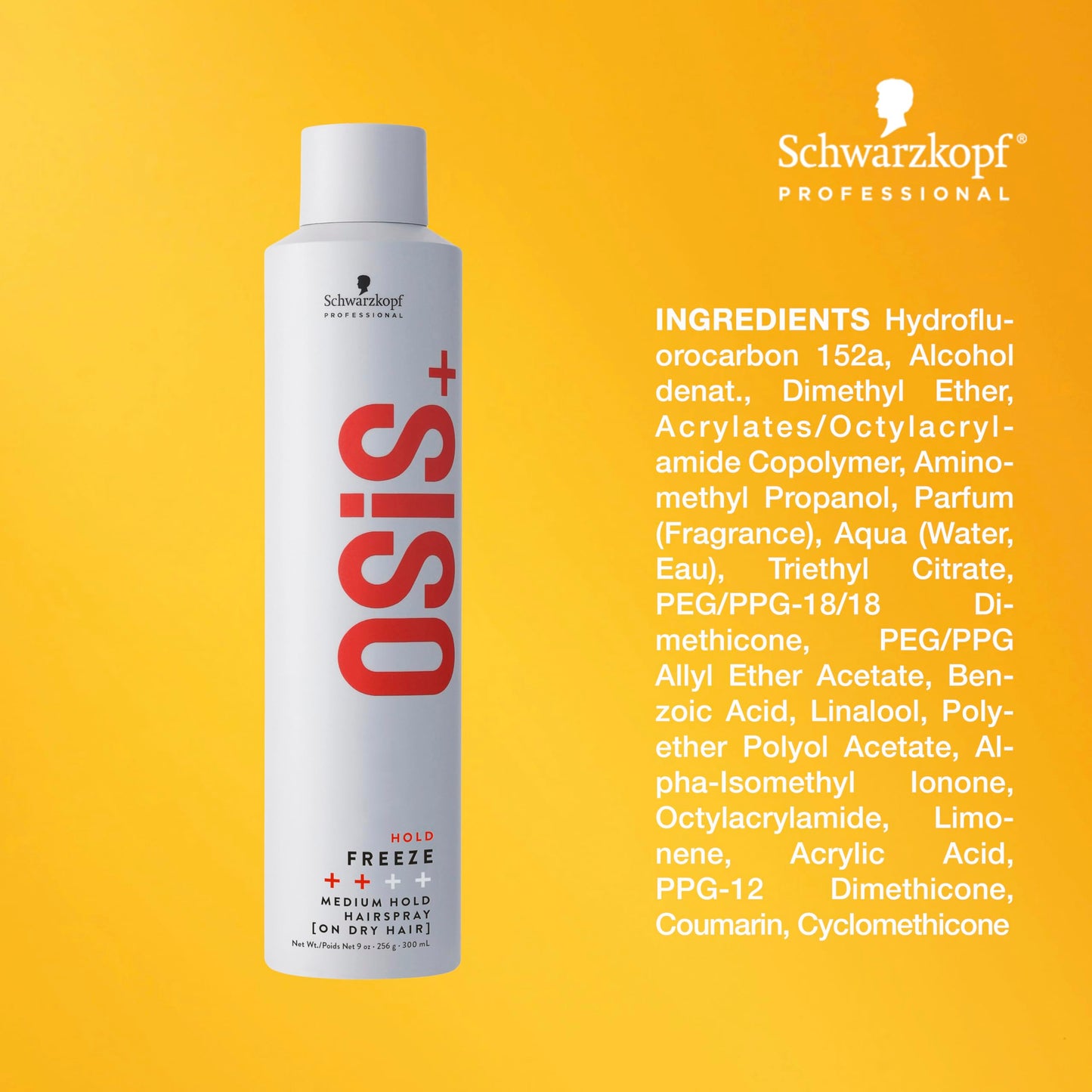OSiS+ Freeze Medium Hold Hairspray 9oz | All Day Hold and Shine | Heat and Humidity Protection
