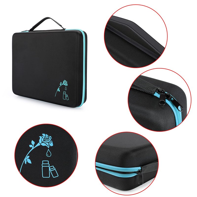Hipiwe 120 Bottle EVA Essential Oil Storage Carrying Case Hard Shell Exterior Essential Oils Organizer Holder Traveling Bag with Foam Insert, Holds 5ml 10ml 15ml Essential Oils (X-Large, Black+Blue)