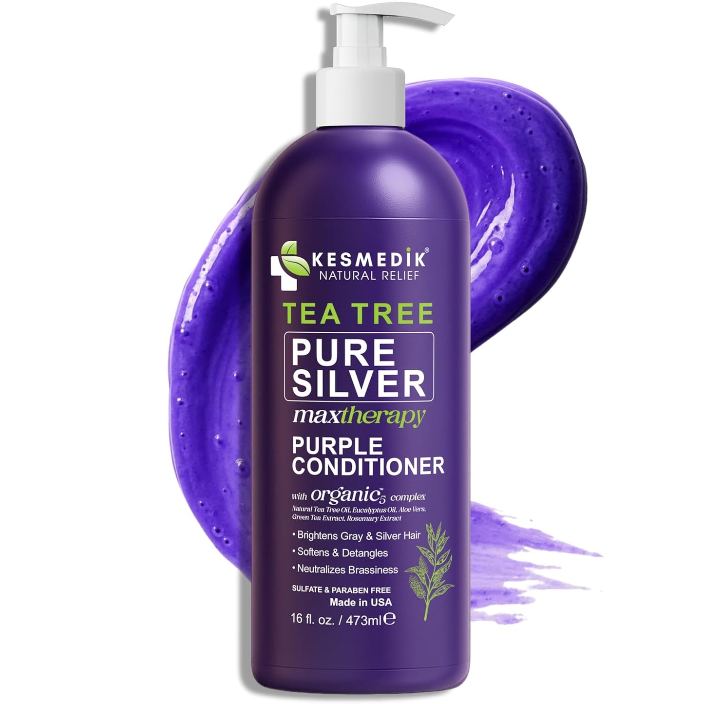 Tea Tree Purple Conditioner - Anti-Brass Toner for Blonde & Silver Hair | 16 fl oz, Softens & Repairs Damaged Hair