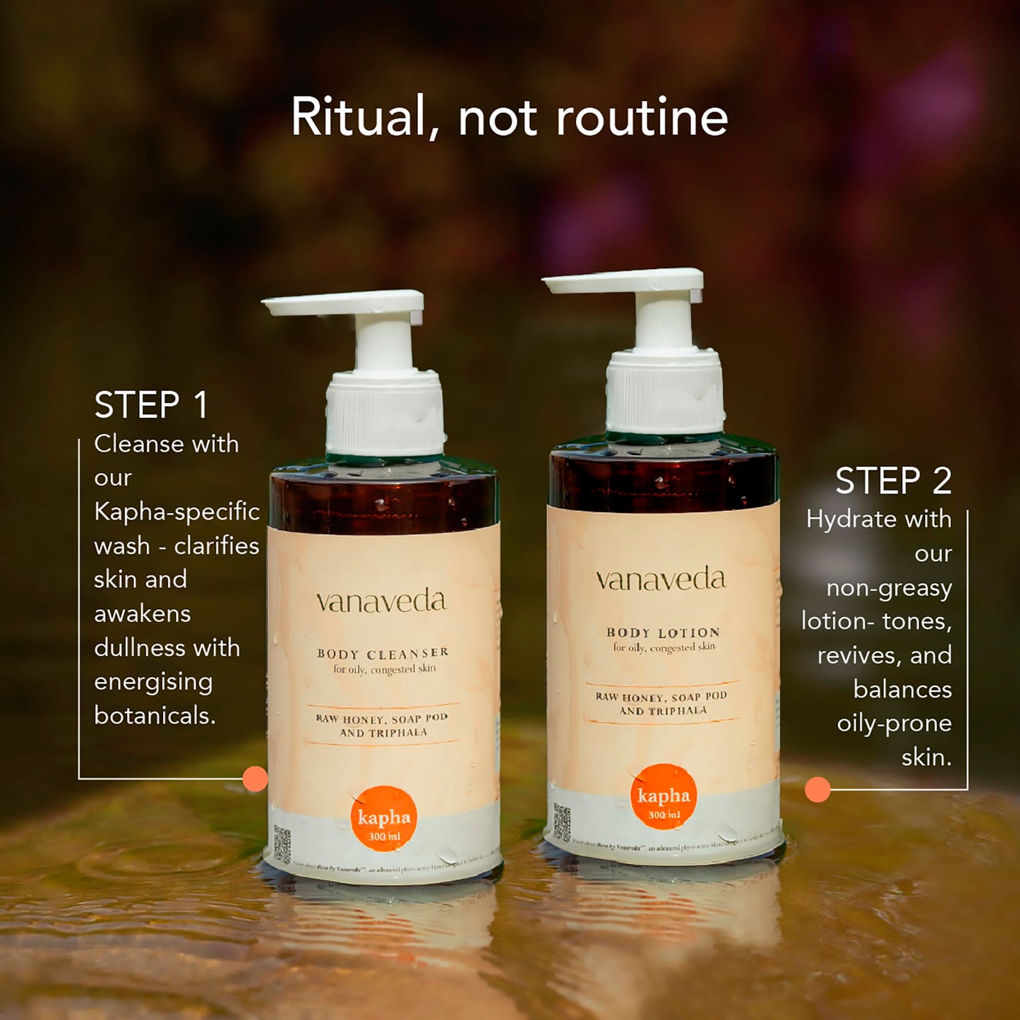 Vanaveda Body Cleanser Kapha | Purifying Ayurvedic Body Wash with Neem, Honey & Triphala for Oily, Congested Skin | Balancing Cleanser for Kapha Prone Skin | Sulfate-Free | 300ml