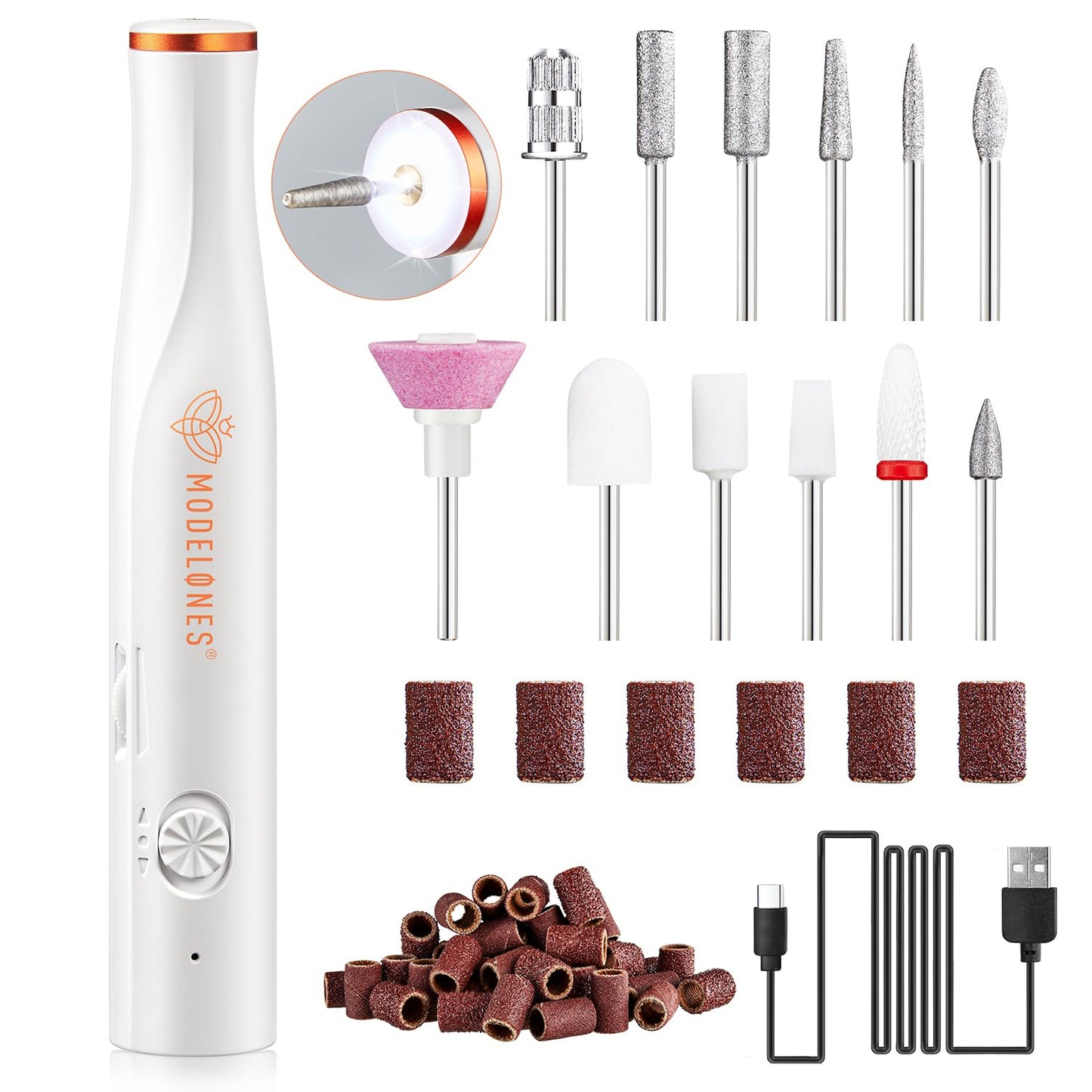 Modelones UV LED Nail Lamp with Cordless Nail Drill, Gooseneck UV Lamp for Gel x Nails, 48W Nail Light for Gel Nail Polish with 3 Timers and LCD Display, UV Light for Gel Nails, USB LED Nail Lamp