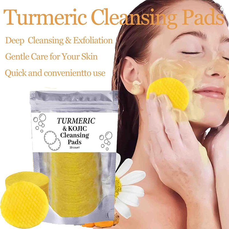 Turmeric Wash Set - Lemon Turmeric Kojic Soap, Cleansing Pads & Face Wash | Exfoliating Essential Oil