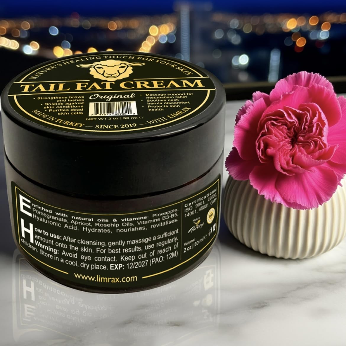 LIMRAX Whipped Beef Tallow Face Cream 100% Grass Fed Tallow Moisturizer Age-Defying Hydration for Dry & Sensitive Skin,Skin Barrier Repair & Fine Line Reduction,Hyaluronic Acid, B3 & B5 Fragrance-Free