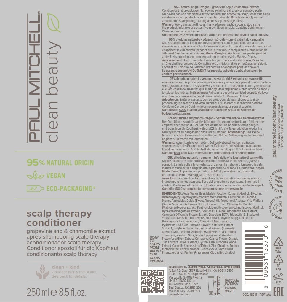 Paul Mitchell Clean Beauty Scalp Therapy Conditioner, Gently Conditions + Cools All Hair Types, Especially Dry, Oily + Sensitive Scalps, 8.5 fl. oz.