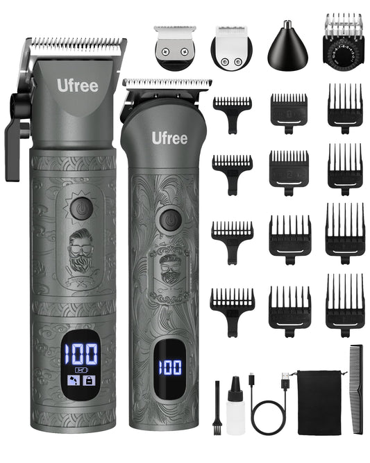 Ufree Beard Trimmer for Men with Hair Clipper, Professional Hair Clippers for Men and Hair Trimmers, Cordless Electric Razor Mens Grooming Kit for Nose, Face, Ear, Body, Gifts for Men Husband Father