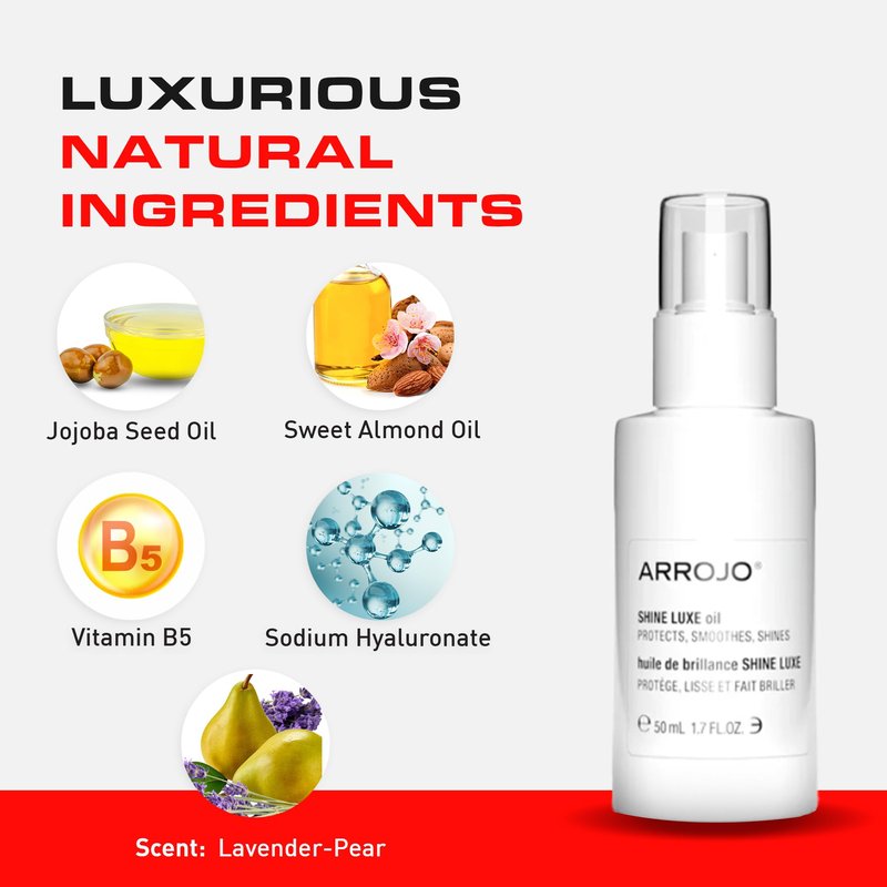 Arrojo Shine Luxe Hair Oil, 1.7 fl oz - Cruelty-Free, Paraben-Free Sulfate-Free Leave-In Oil with Vitamin B5, Jojoba & Sweet Almond – Intense Hydration & Heat Protectant for All Hair Types