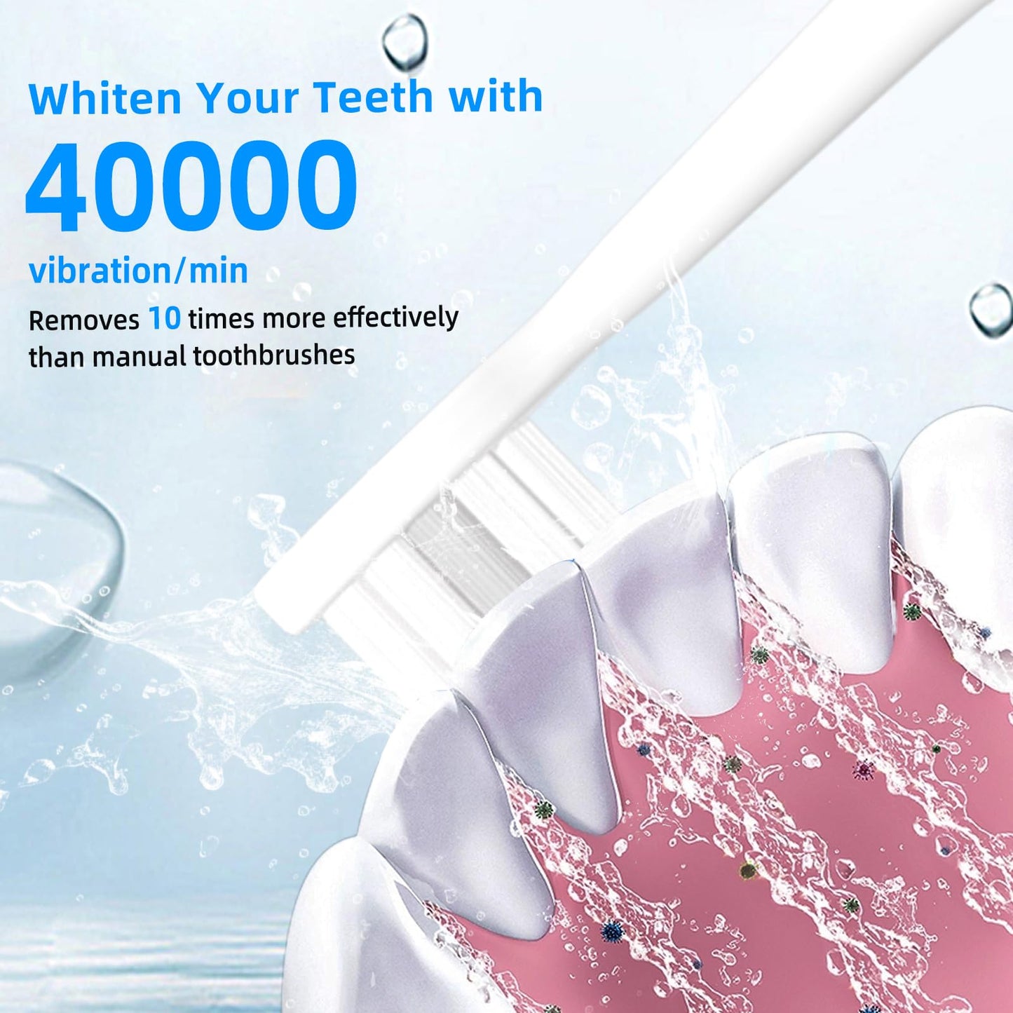 Rooman Electric Toothbrush for Adults with 8 Brush Heads, 40,000 VPM Sonic Toothbrush, IPX7 Waterproof, 4-Hour Charging, 90 Days of Continuous use, 3 Modes, Built-in Smart Timer (Pink)