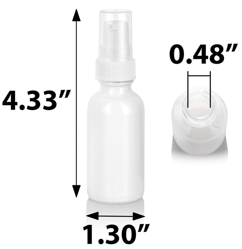 JUVITUS (24 pack) 1 oz High Shine Gloss Glass Boston Round Bottle with White Treatment Pump