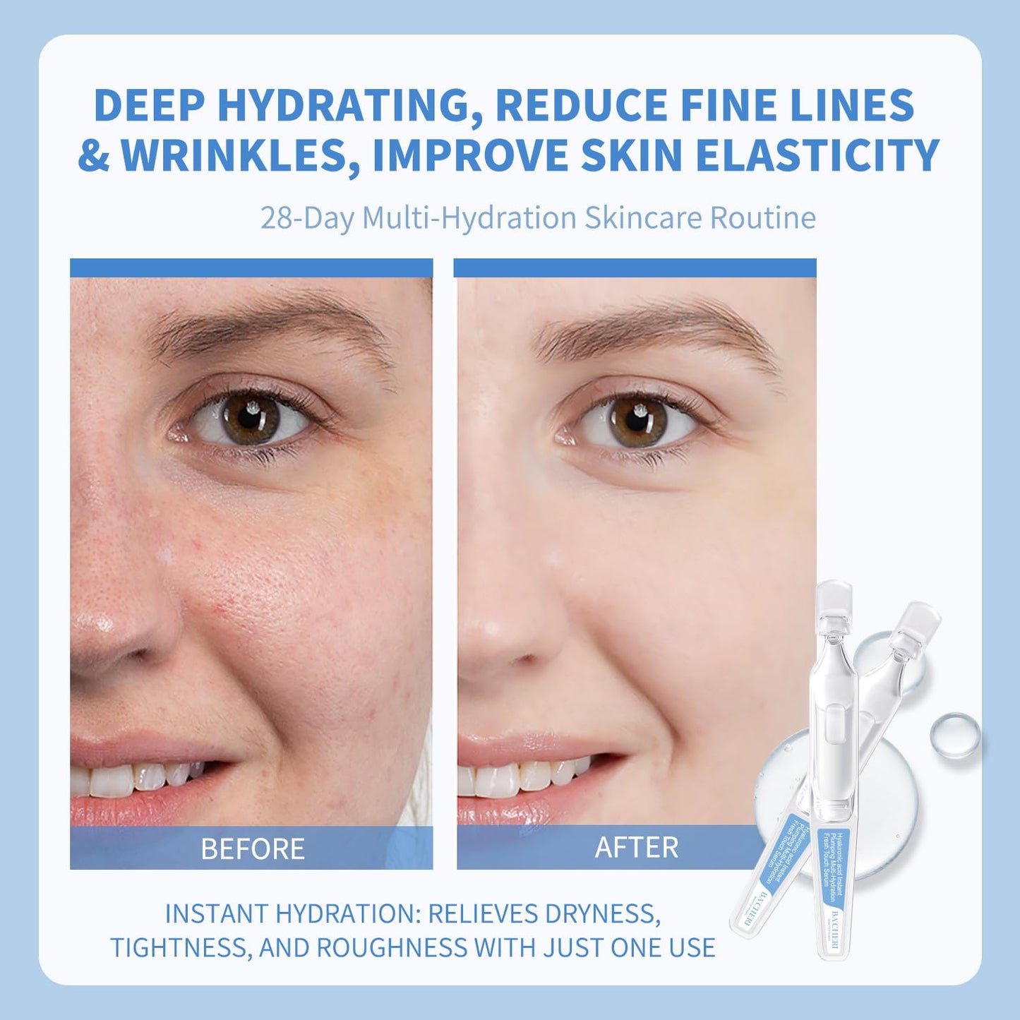 Hyaluronic Acid Serum - Deep Hydration & Moisture | 30 Ampoules, 1.8 ml Each, Lightweight & Nourishing