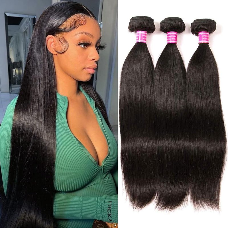 Human Hair Bundles - 100% Unprocessed Brazilian Virgin Hair | Thick, Silky Straight Extensions 10-14 Inch