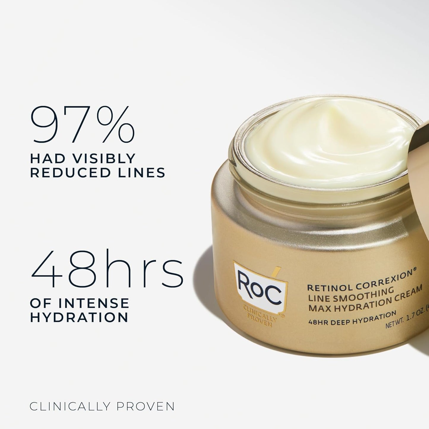 RoC Retinol Moisturizer - Daily Hydration Anti-Aging Cream with Hyaluronic Acid | 1.7 Ounces for Fine Lines & Dark Spots