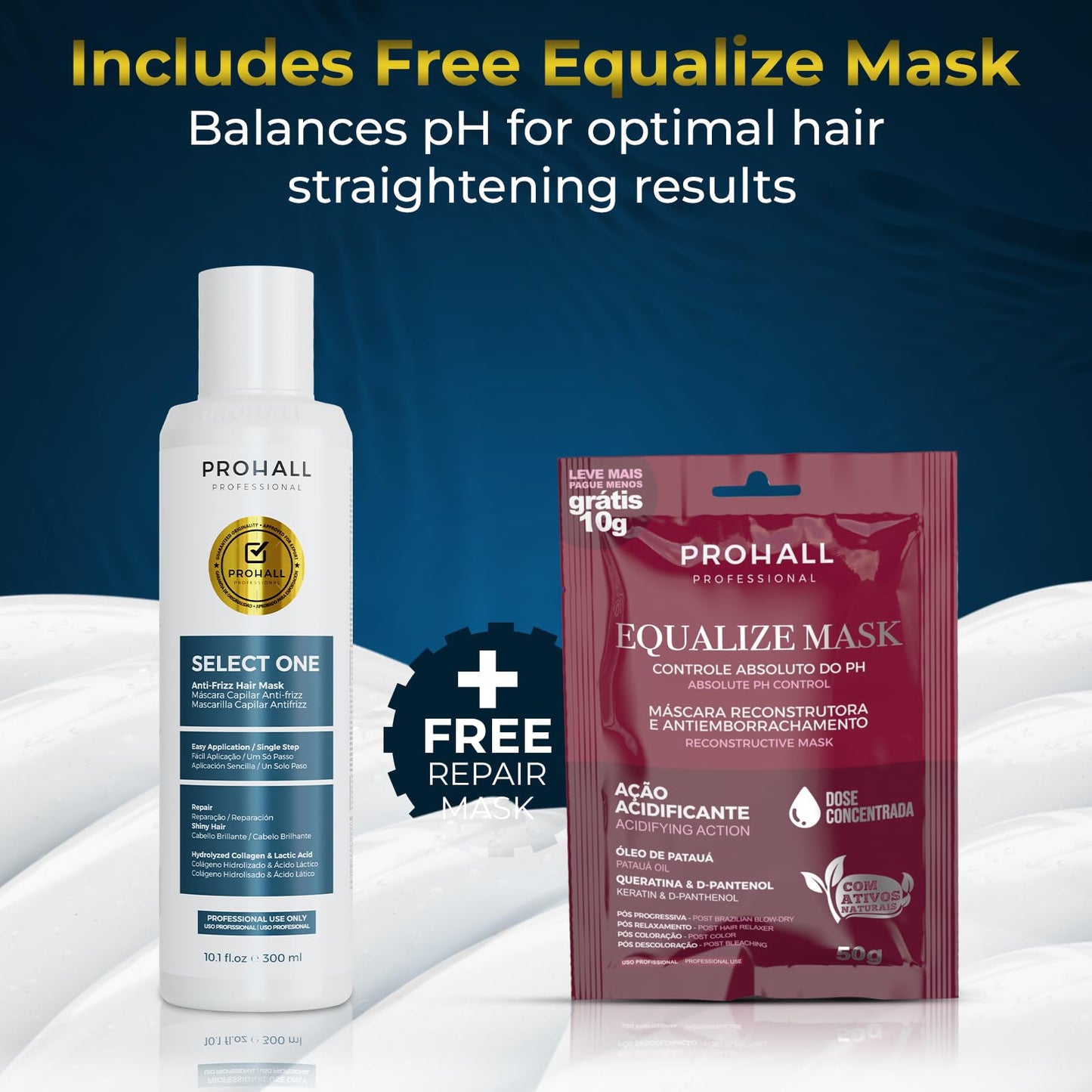 Brazilian Keratin Treatment Blowout Complex-PROHALL SELECT ONE 10.1oz/300ml-Formaldehyde Free Keratin Hair Treatment -Queratina Brasileña Keratina Para Alisar el Pelo Sin Formol