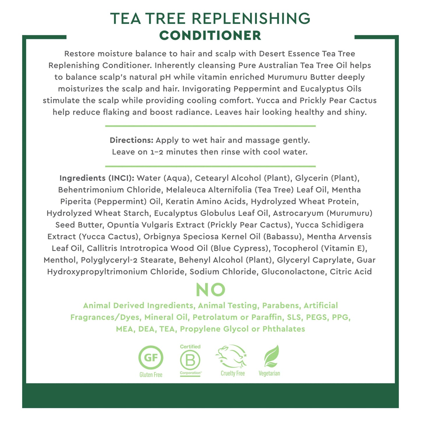 Desert Essence Tea Tree Replenishing Shampoo and Conditioner Bundle - 12.7 Fl Ounce - Therapeutic - Peppermint & Yucca - All Skin Types - Tea Tree Oil - Restore & Nurture Hair