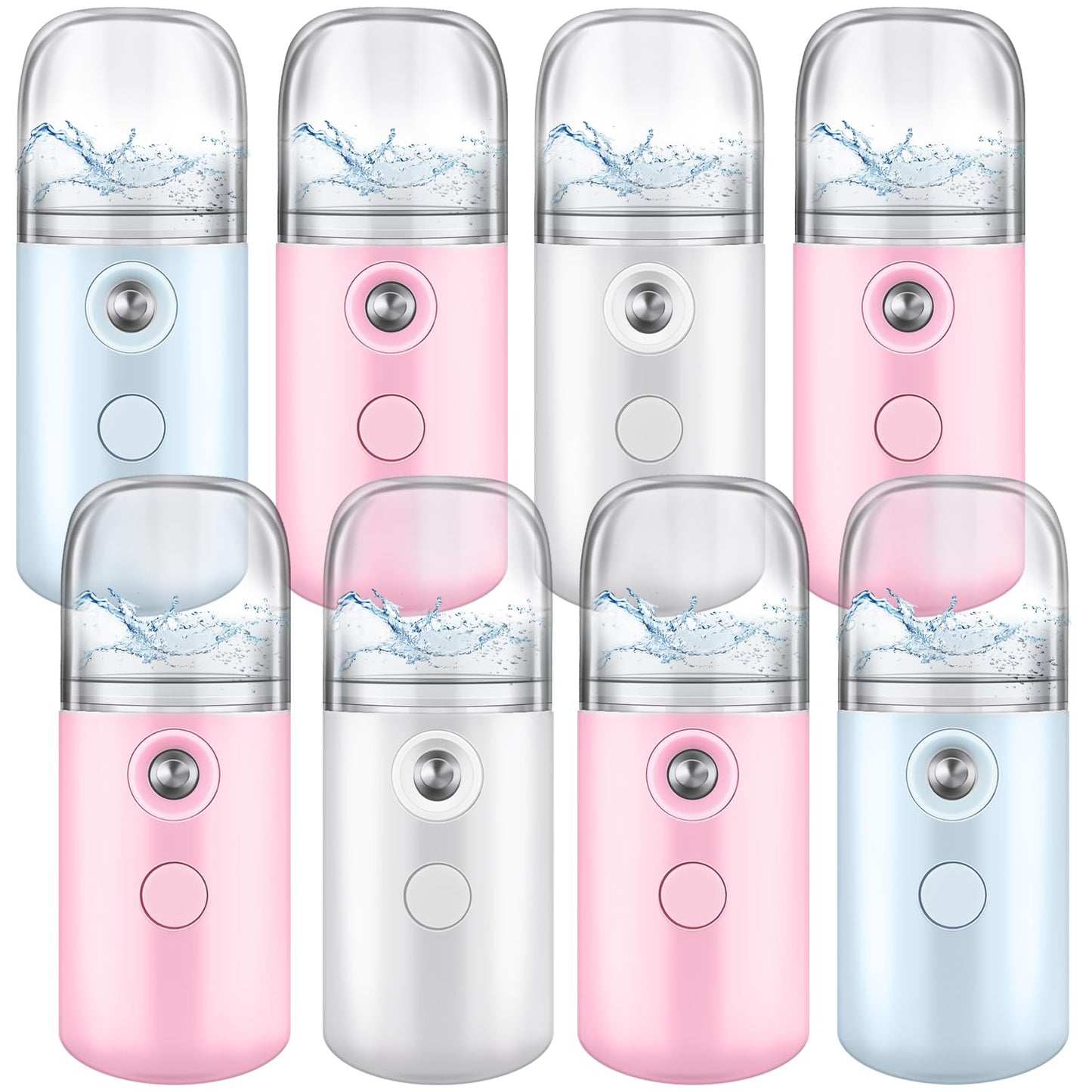 Mudder 8 Pieces Nano Facial Mister Face Sprayer Portable Handheld Humidifier Atomization USB Rechargeable 30 ml Face Steamer for Skin Care Eyelash Extensions Daily Makeup