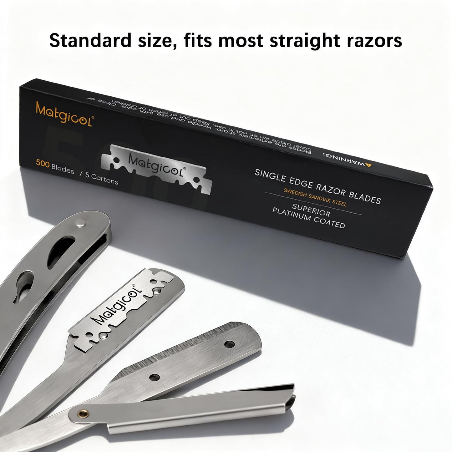 Single Edge Razor Blades Refills - 500 Count Swedish Premium Platinum Straight Razors Blades for Men - Sharp, Smooth and Comfortable Shaving