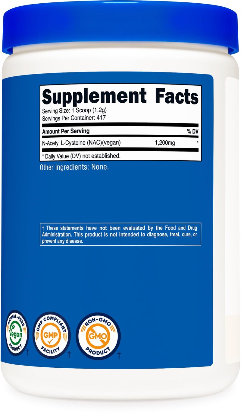 Nutricost N-Acetyl L-Cysteine (NAC) Powder 500 Grams - Vegan NAC, Non-GMO, Gluten Free