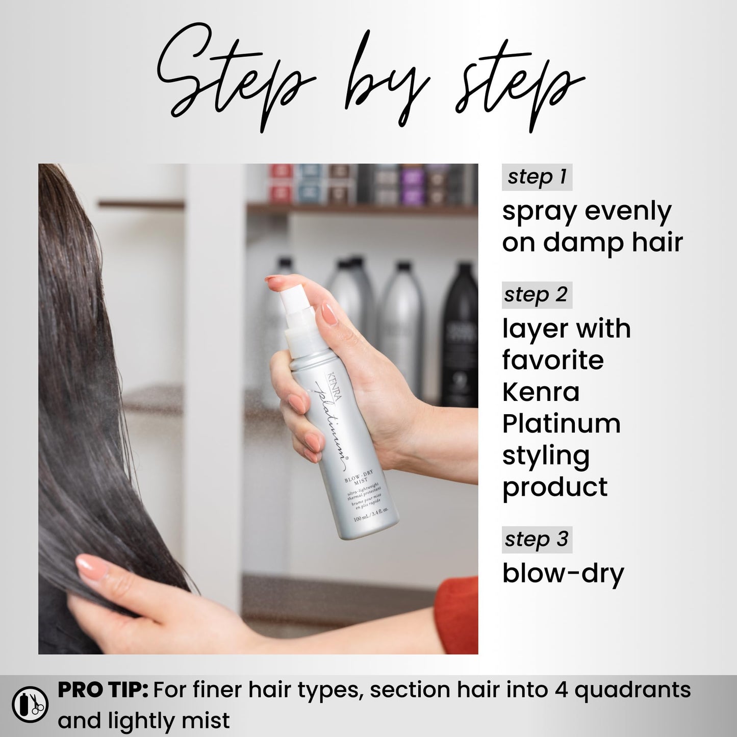 Kenra Professional Platinum Blow-Dry Mist | Ultra-Lightweight Thermal Protectant | Detangles, Smooths, & Softens | Eliminates Frizz & Resists Humidity | Fine To Medium Hair | 3.4 fl. oz. (2-Pack)