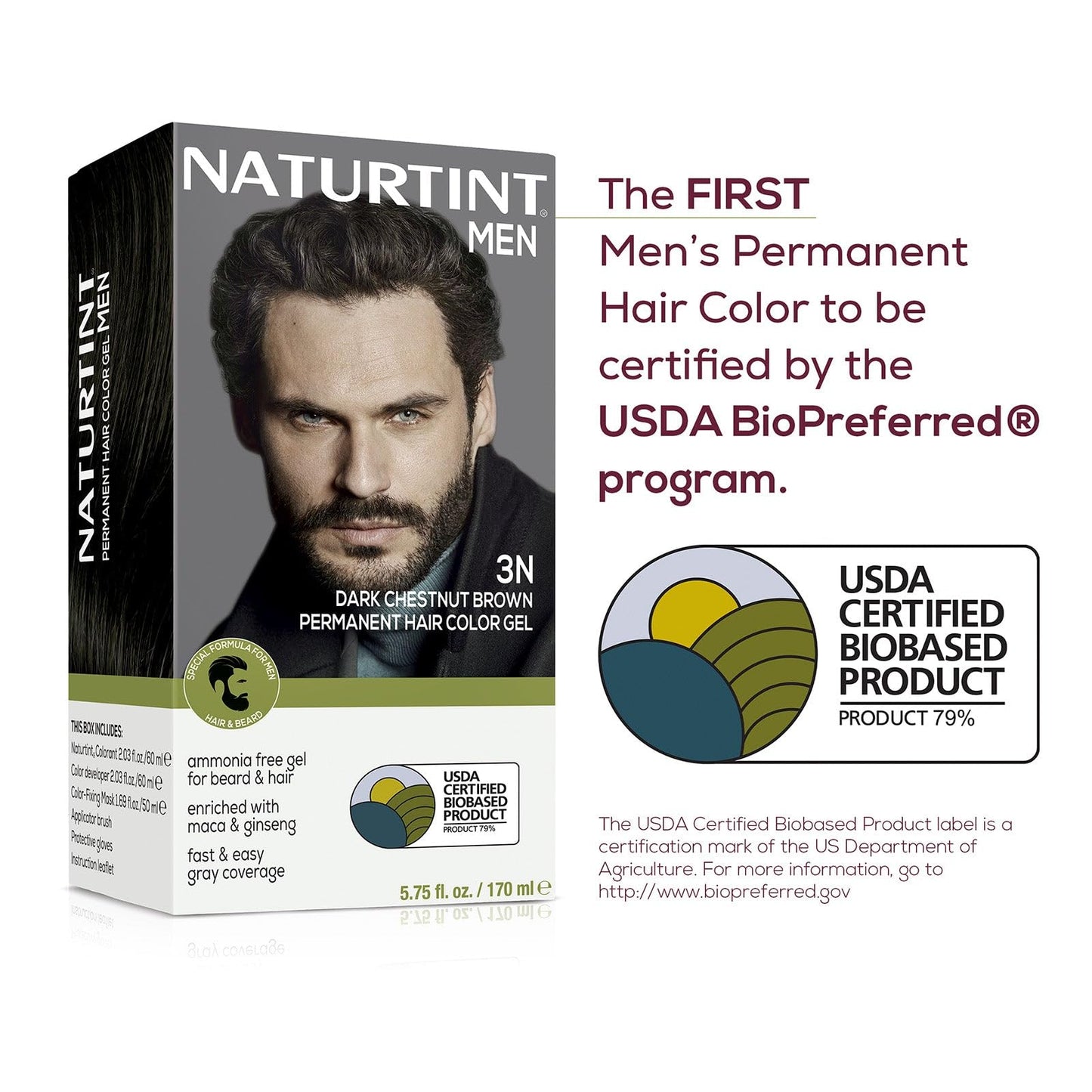 Naturtint Mens Permanent Hair Color for Hair Beard and Mustache (3N Dark Chestnut Brown)