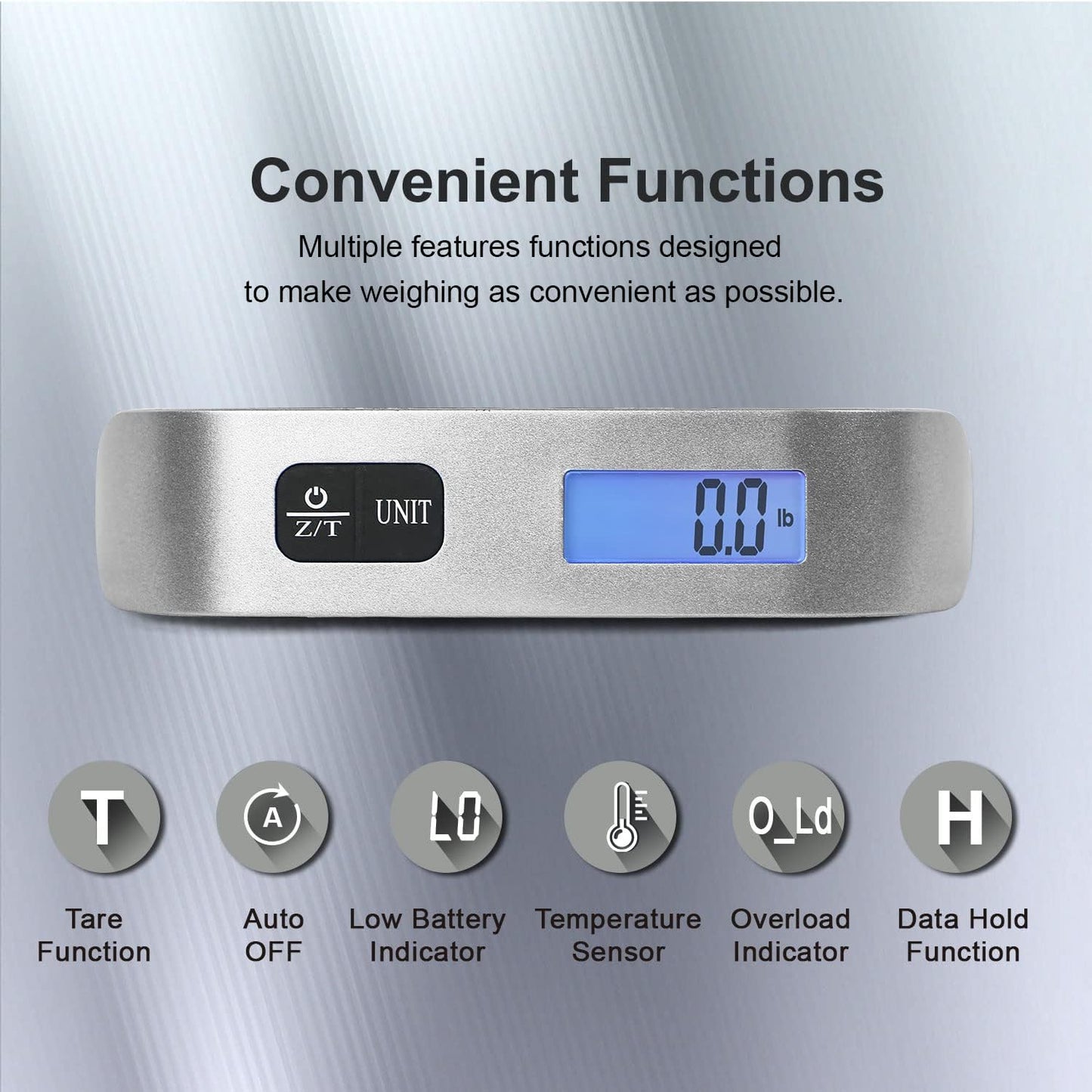 Travel Inspira Luggage Scale - Portable Digital Hanging Baggage Scale for Suitcases | 110 lbs Capacity, Battery Included