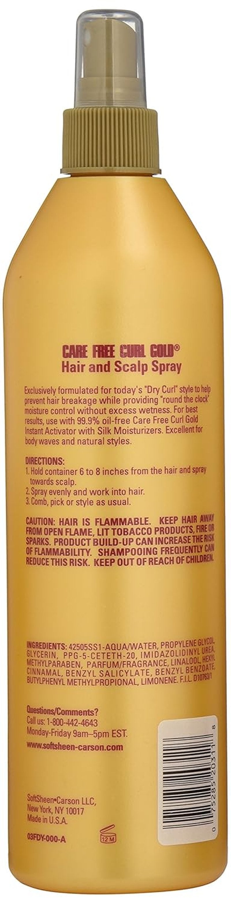 Care Free Curl Gold Hair & Scalp Spray - Moisturizing Formula | 16 Fl Oz