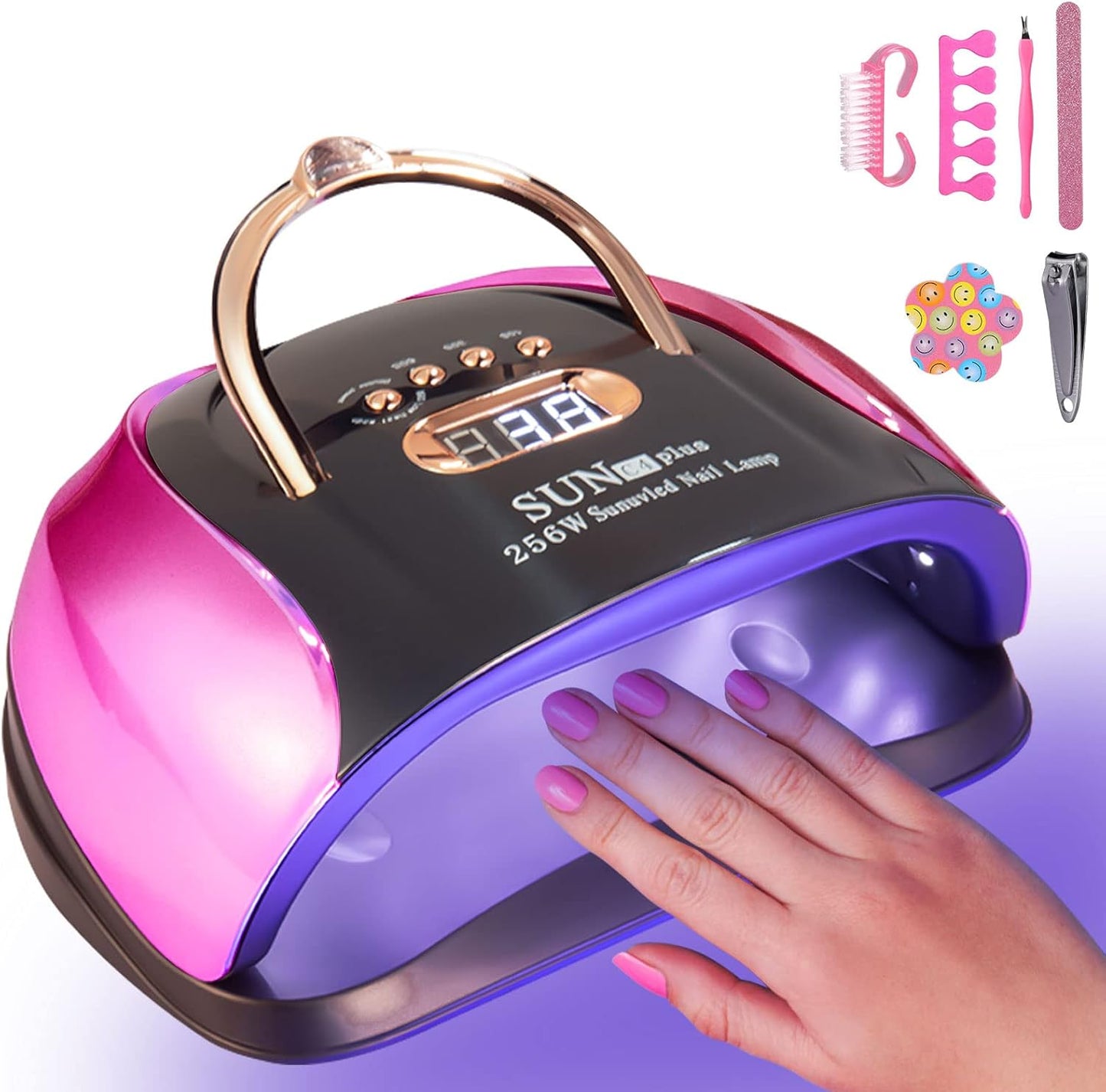 UV LED Nail Lamp - 256W Professional Gel Nail Dryer with 4 Timer Settings | 57 Dual Light Beads, Ideal for Salon Use