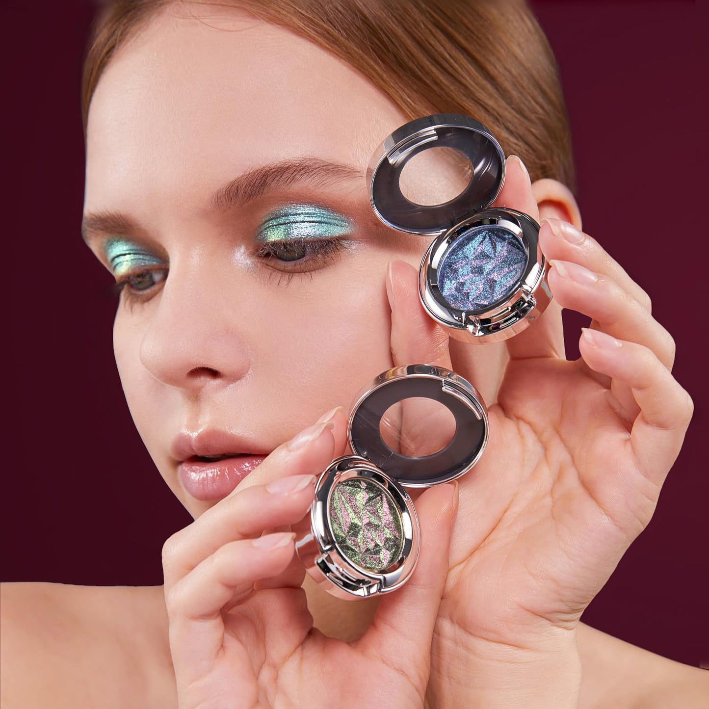 CHARMACY Multichrome Glitter Eyeshadow, Intense Color Shifting Creamy Eye Shadows, Highly Pigmented, Metallic Shimmer Eyeshadow #812