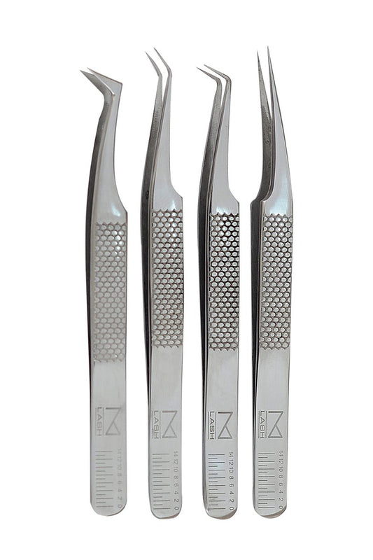 M LASH V4 - Stainless Steel Precision Eyelash Tweezers - Professional Grade Lash Applicator Tool for Meticulous Eyelash Extensions (Silver)