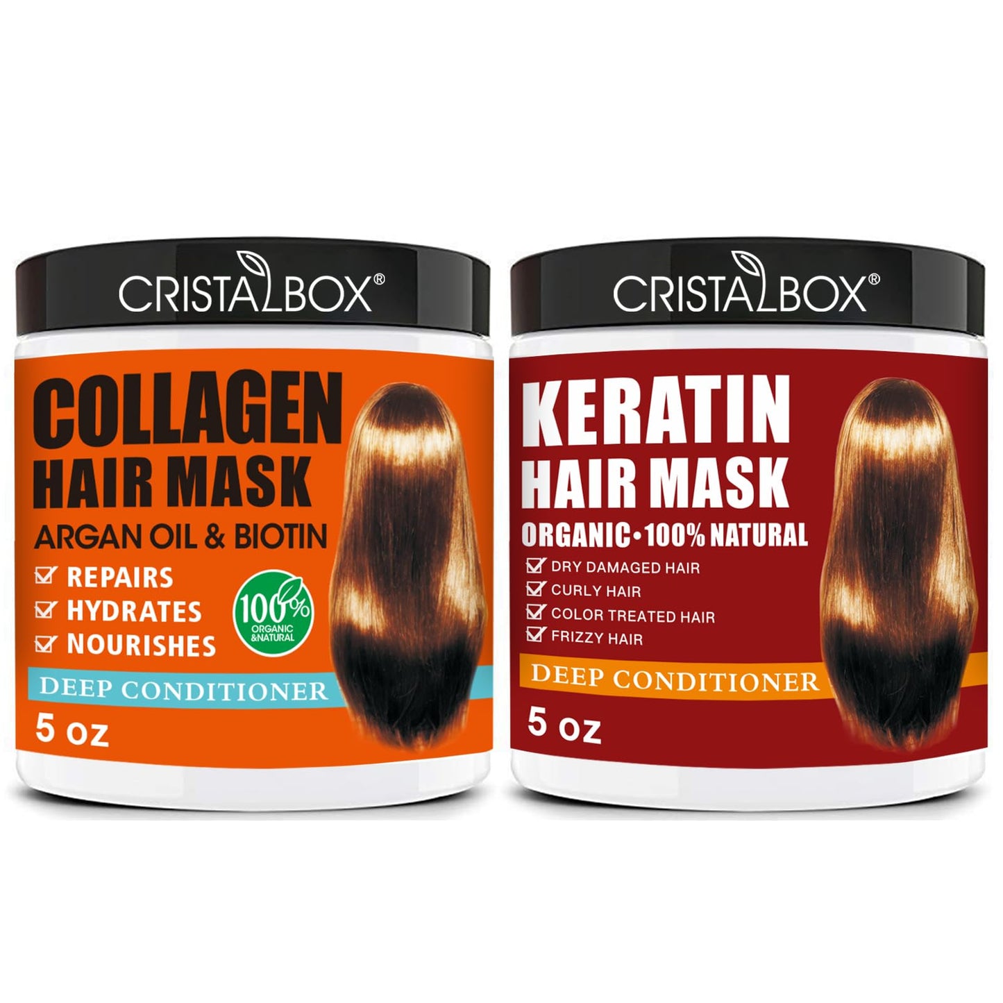 2 Pack Collagen Hair Mask & Keratin Hair Mask,Keratin Hair Treatment,Repair Treatment Deep Conditioning Hair Treatment Mask for Damaged Hair,Hydrating Conditioner with Argan Oil for Dry Hair