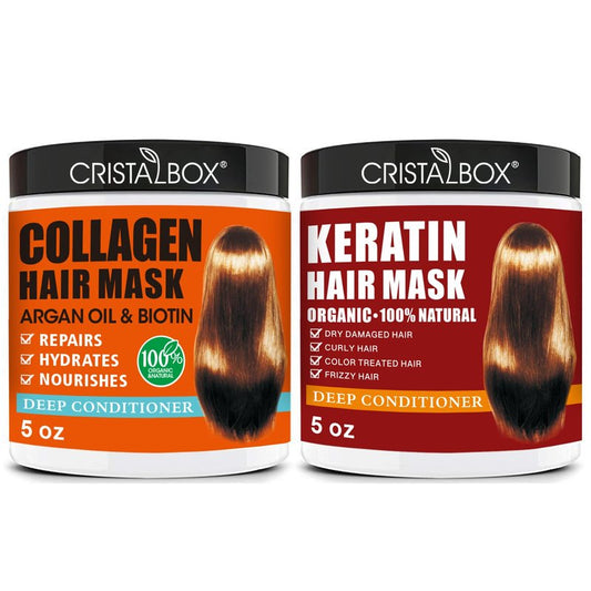 2 Pack Collagen Hair Mask & Keratin Hair Mask,Keratin Hair Treatment,Repair Treatment Deep Conditioning Hair Treatment Mask for Damaged Hair,Hydrating Conditioner with Argan Oil for Dry Hair