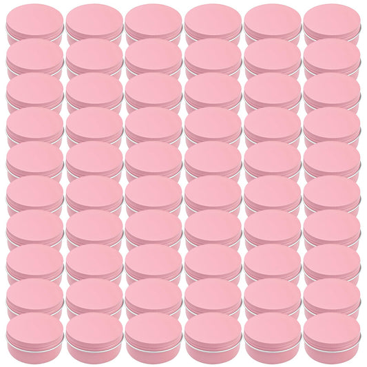 Foraineam 24 Pack 1.7 oz / 50ml Round Tins Aluminum Lip Balm Tin Cans, Pink Cosmetic Sample Containers with Screw Top Lids, Metal Empty Travel Storage Jars for Salve, Spice, Candies or Crafts