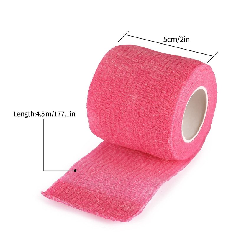 Tattoo Grip Cover Wrap - 24PCS Disposable Elastic Bandage for Tattoo Machine | Phosphor Pink