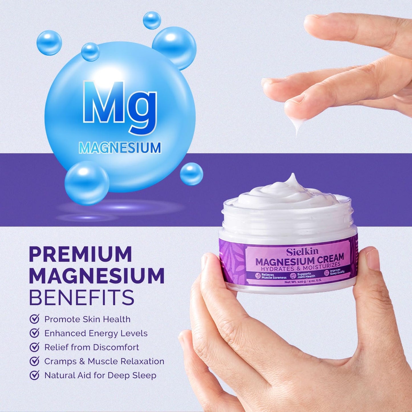 Magnesium Lotion for Muscle Pain Relief - Organic Body Butter for Sleep & Cramps | Fast Absorbing 3 oz