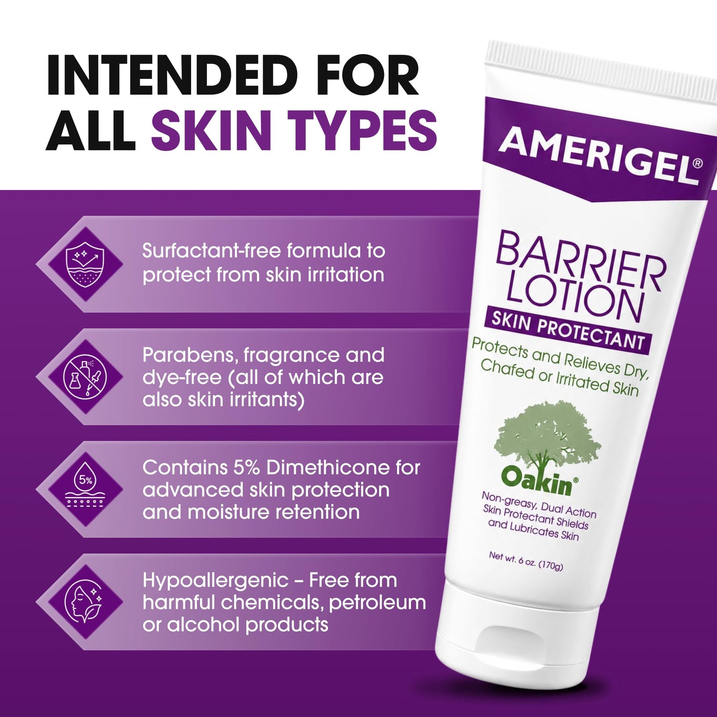 AMERIGEL Barrier Lotion (6 oz.) - Skin Protectant to Protect Chafed, Cracked, and Chapped Skin