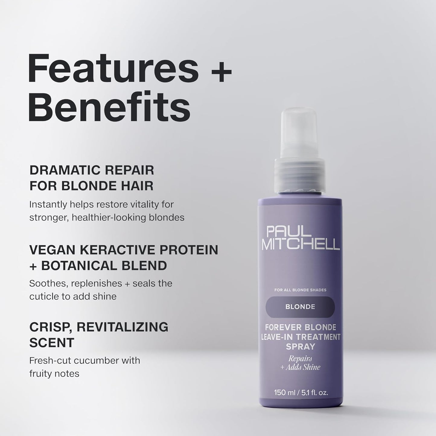 Paul Mitchell Forever Blonde Leave-In Treatment Spray - Repairs & Adds Shine for Bleached Hair | 5.1 fl. oz