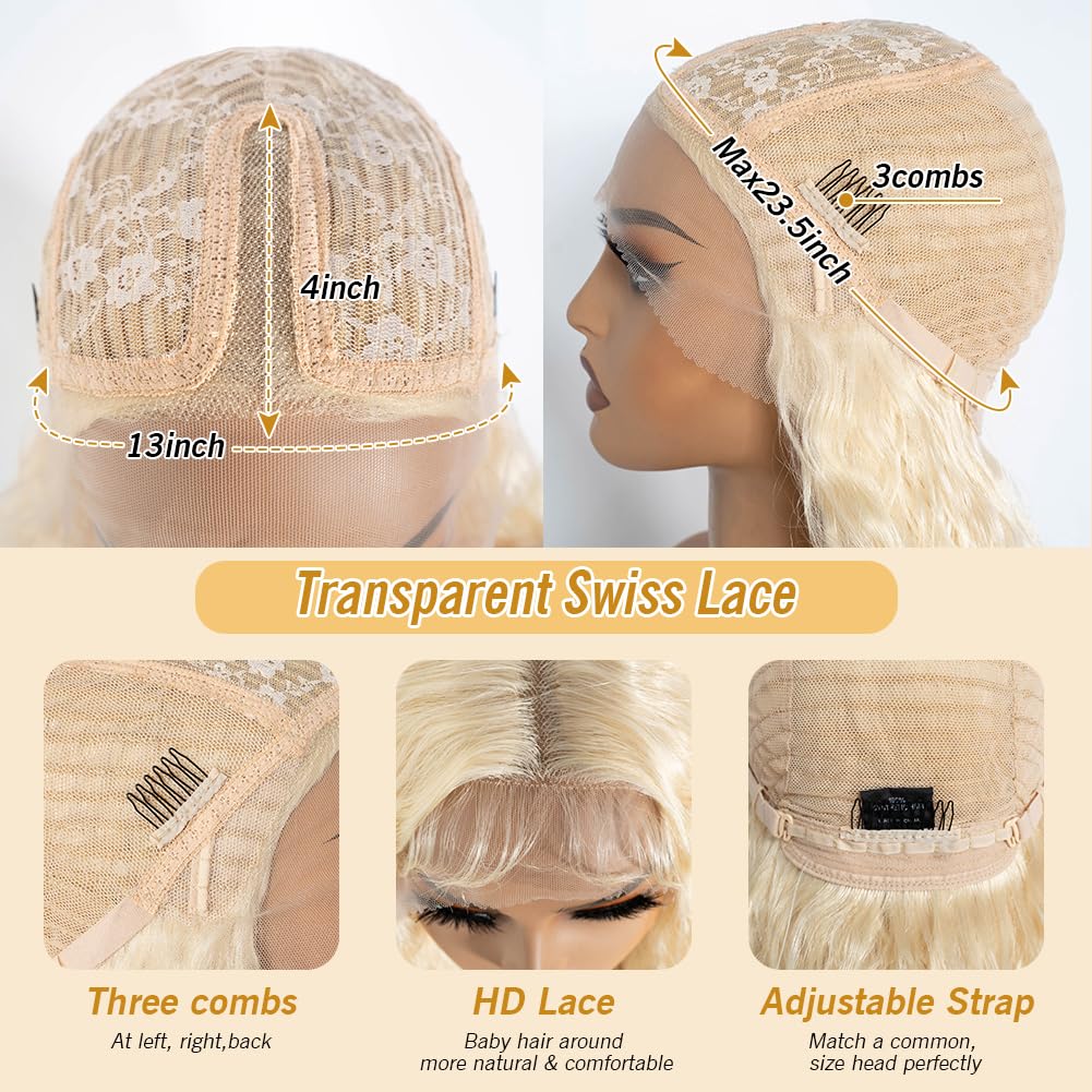 Joedir Hair Super Long Wigs for Women 36 inch Lace Front Wig 5 Inch Middle Parting Synthetic Hair Bohemian Waves (RC613)