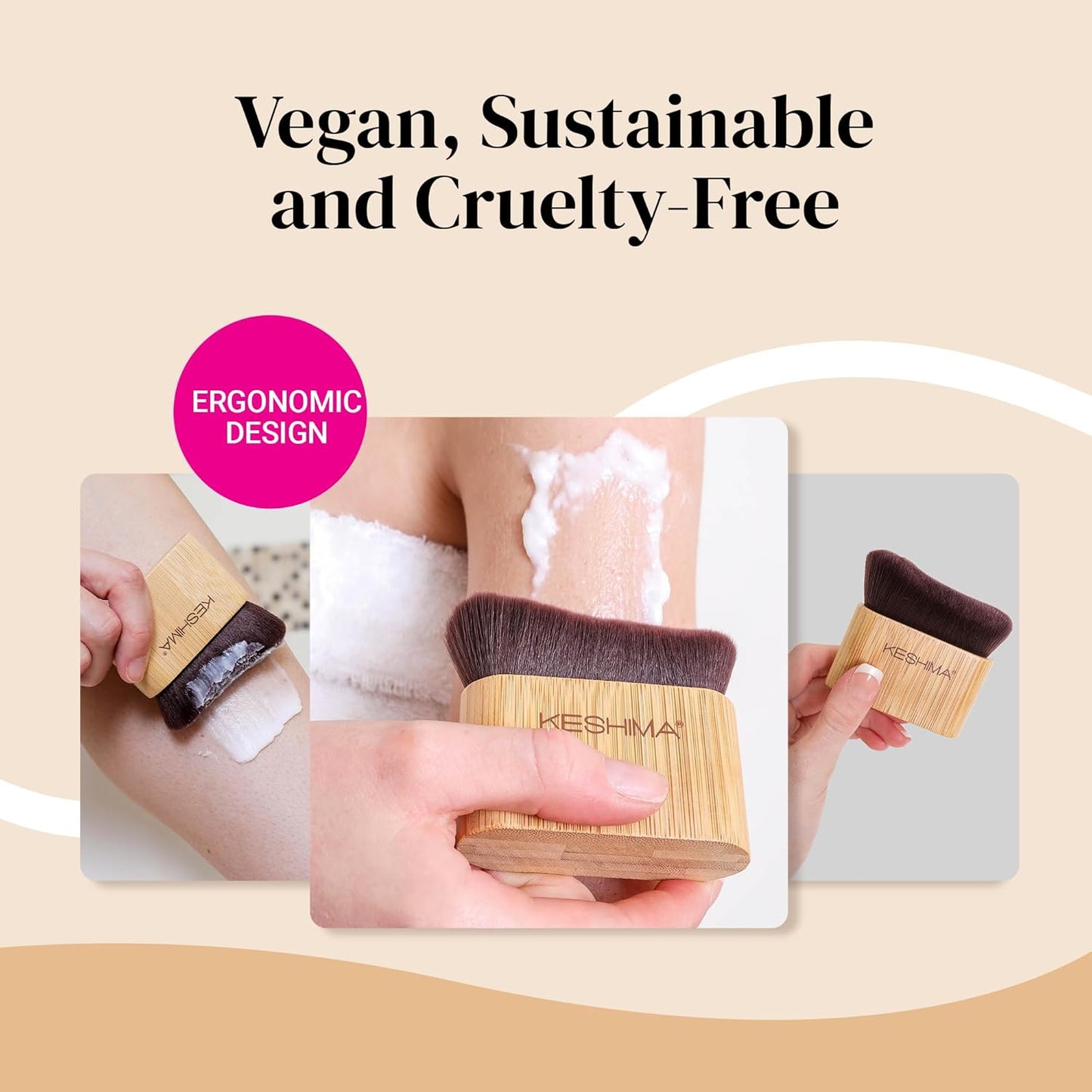 Keshima Self Tanner Brush - Large Kabuki Applicator for Smooth, Even Coverage | Face & Body Use