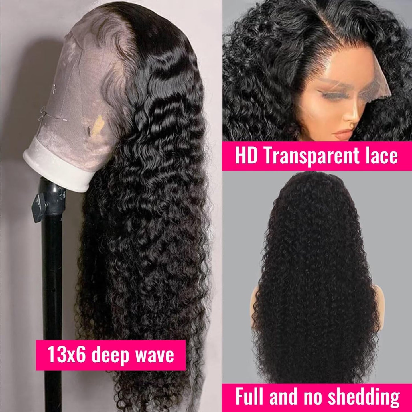 Yeeaak deep wave lace front wig human hair pre plucked hd lace frontal wigs 180% density