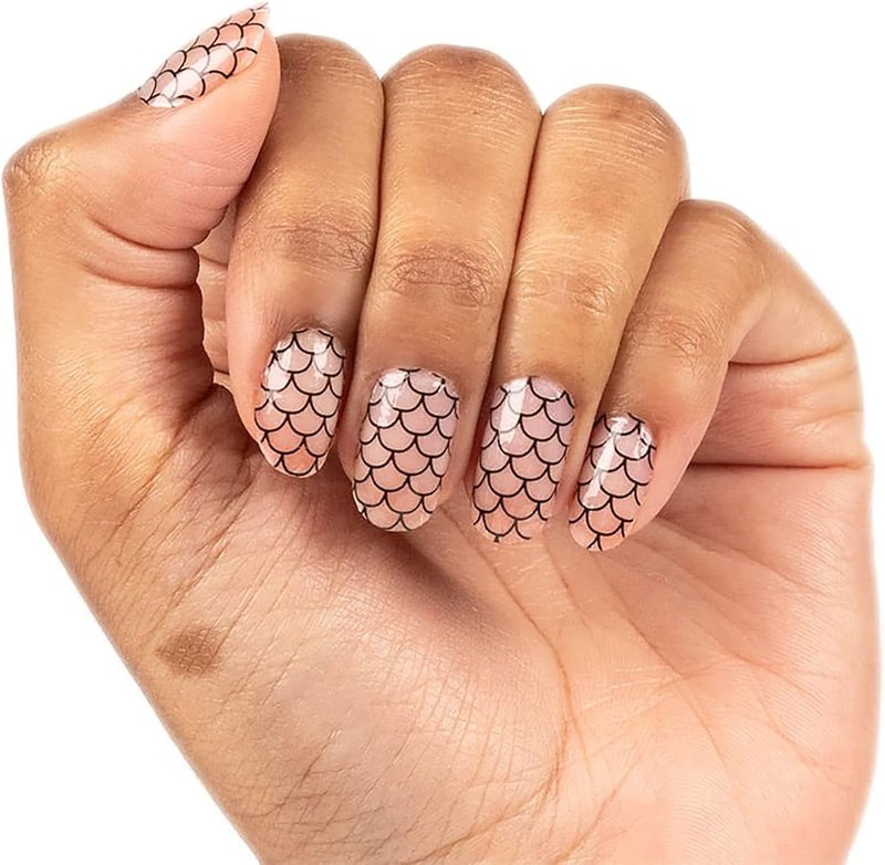 Mermaid Nail Polish Strips - Black & Clear Overlay | Easy Application, Long-Lasting Finish