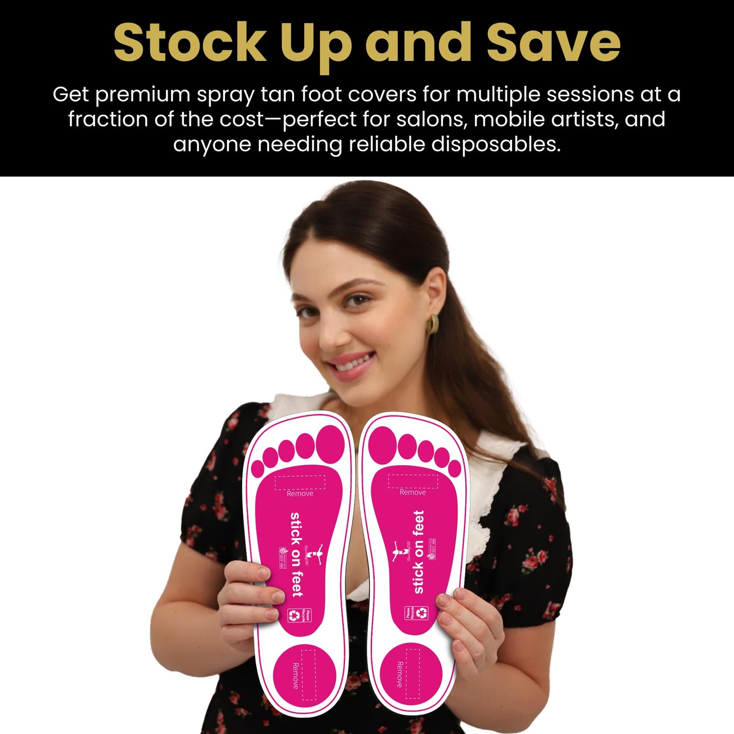 STICKONFEET Premium Feet Pads for Spray Tanning – Disposable Spray Tan Feet Pads – Hygienic and Easy-to-Use Foot Protectors Designed for Salons and Mobile Spray Tanning Professionals - 60 Pairs