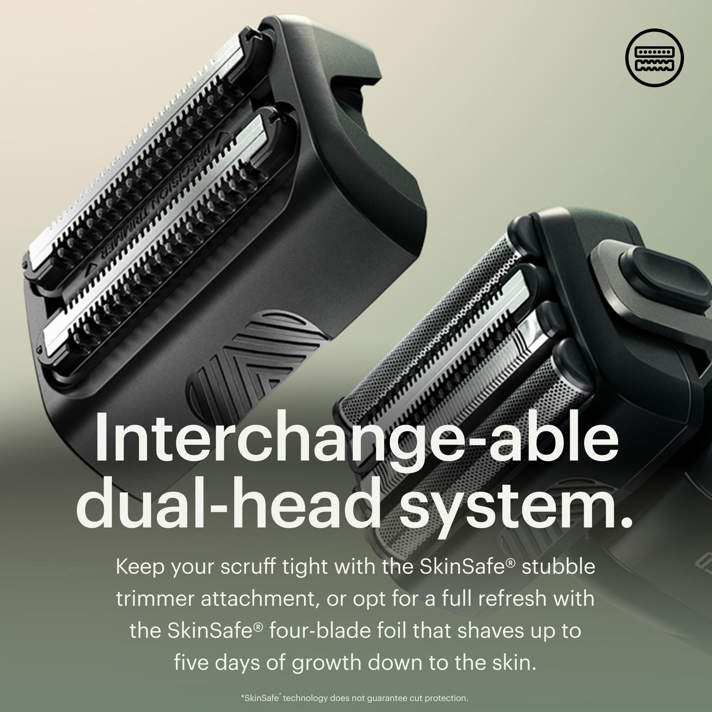 MANSCAPED® The Chairman™ PRO Men’s Replacement Stubble Trimmer Blade - SkinSafe® Stainless Steel Trimmer Blade for Face Shaver, with 2 Length-Setting Combs, Magnetic Blade Head Attachment (1-Pack)