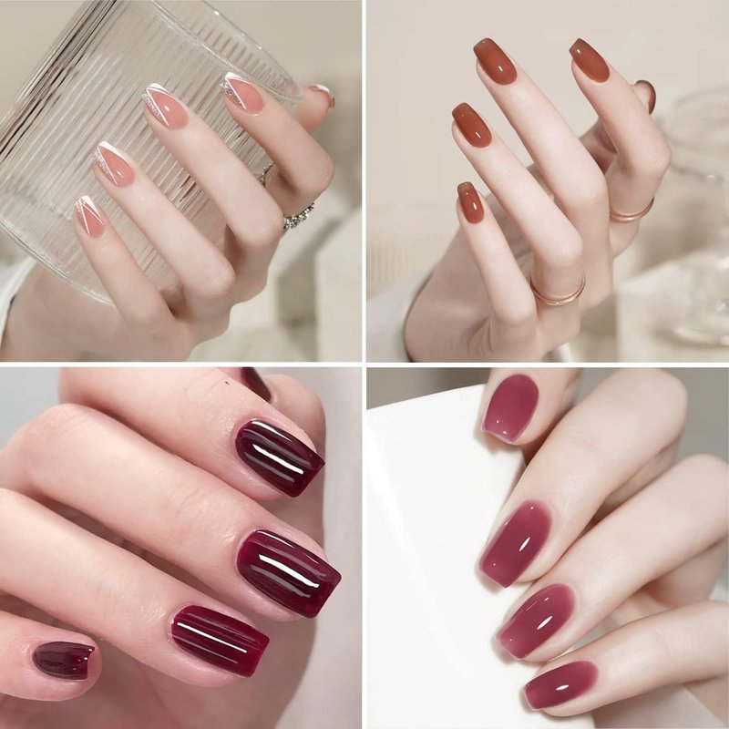 Vishine 48 PCS Jelly Gel Nail Polish Set | 45 Vibrant Colors for Stunning Manicures - Brown & Translucent Shades