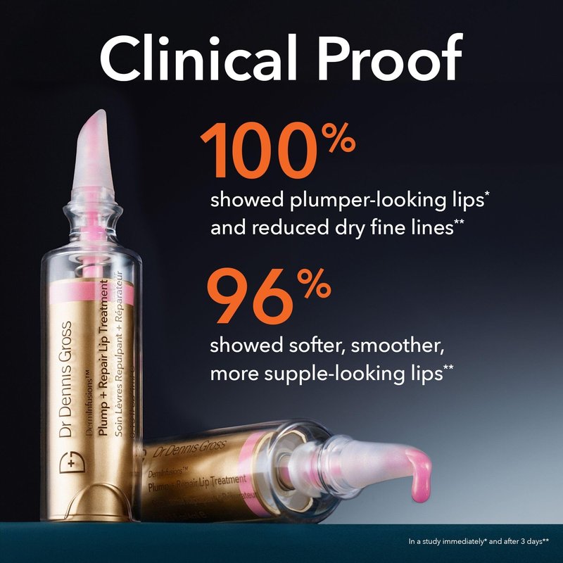 Dr Dennis Gross DermInfusions Plump + Repair Tinted Lip Treatment, Berry - Visibly Plumps & Defines Lips with Hyaluronic Acid & Peptides - Repairs Moisture Barrier - 4 mL