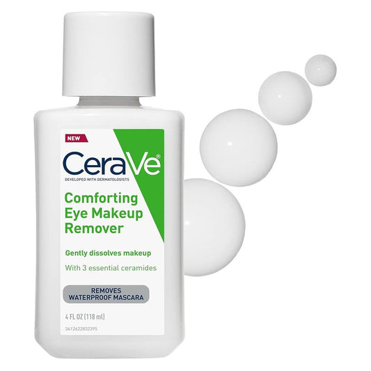 CeraVe Eye Makeup Remover - Hydrating Formula with Hyaluronic Acid & Ceramides | 4 Oz, Waterproof & Non-Comedogenic