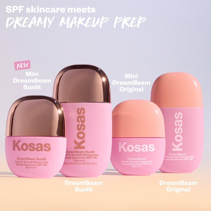 Kosas DreamBeam SPF 40 Mineral Sunscreen for Face + Makeup Prep – Lightweight Hydrating Sun Protection, 40 ml