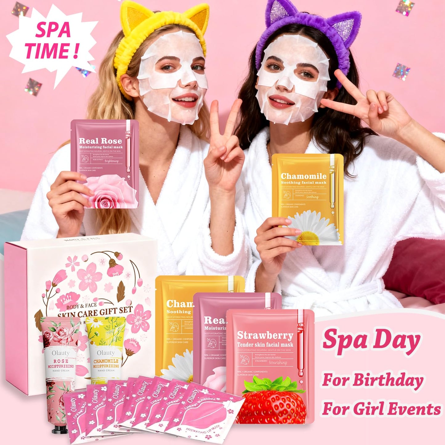 100 PCS Spa Skincare Set for Women,Spa Party Favors Supplies Include Face Masks,Eye Mask,Lip Balm,Hand Cream,Lip Mask,Bulk Gifts,Valentines Day Gifts For Her,Skincare