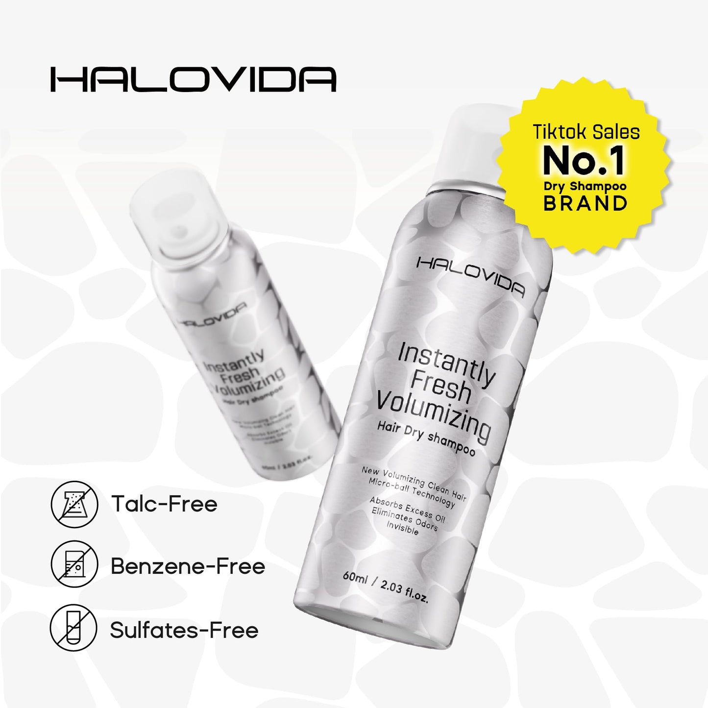 HALOVIDA Dry Shampoo for Women, Dry Scalp Shampoo Spray for Dark Hair