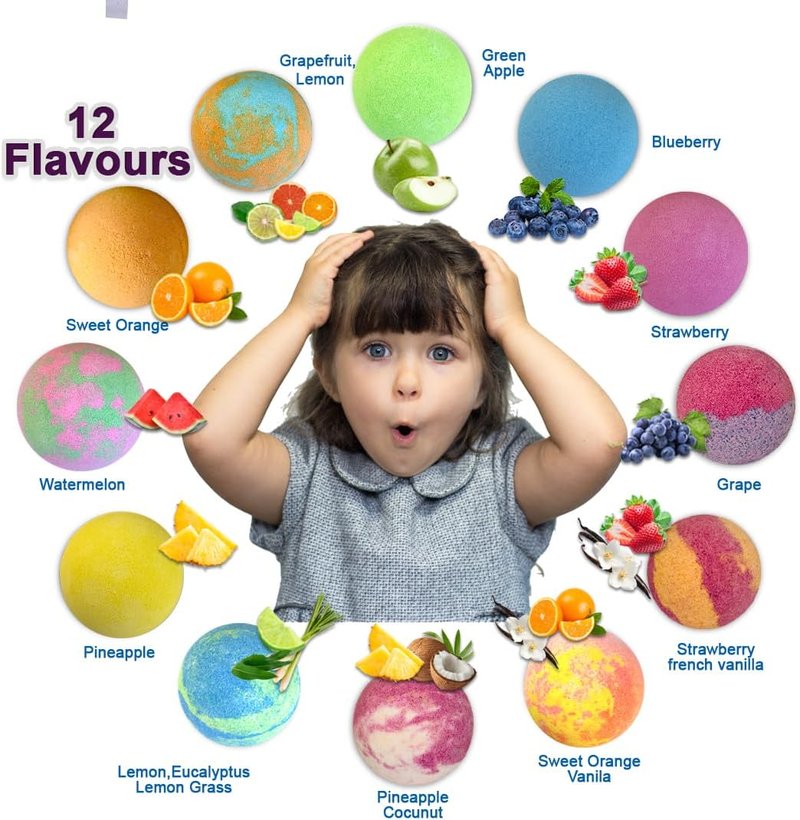 Bath Bombs for Kids - 12 Jungle Animal Surprise Fizzies | Moisturizing & Gentle Rainbow Spa Experience