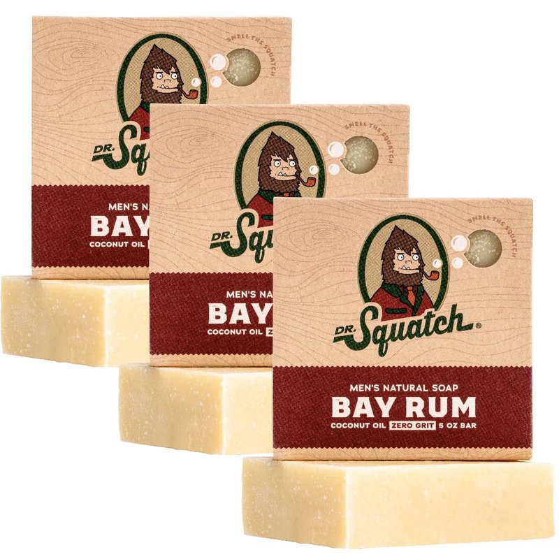 Dr. Squatch Men's Bar Soap - Cold Process Bay Rum Soap with Natural Oils | 5 oz, 3-Pack